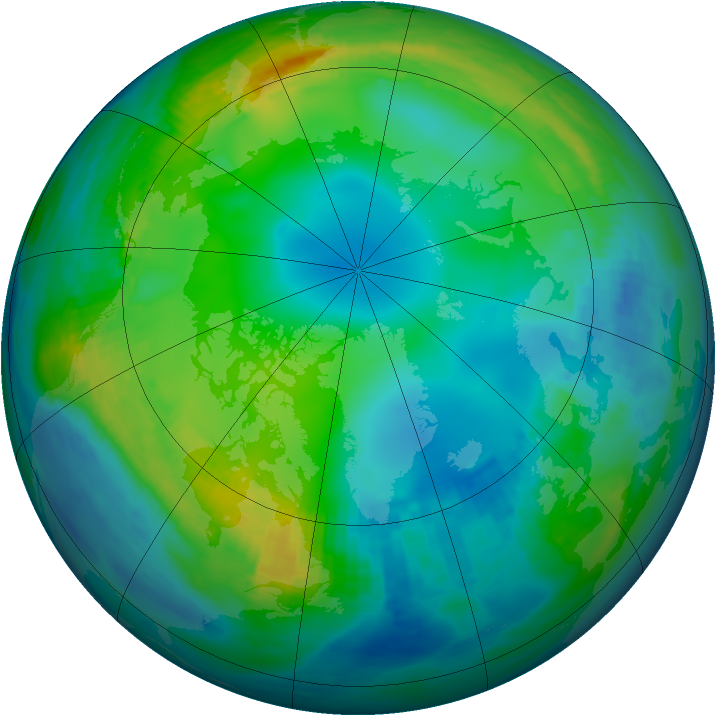Arctic ozone map for 25 November 1990